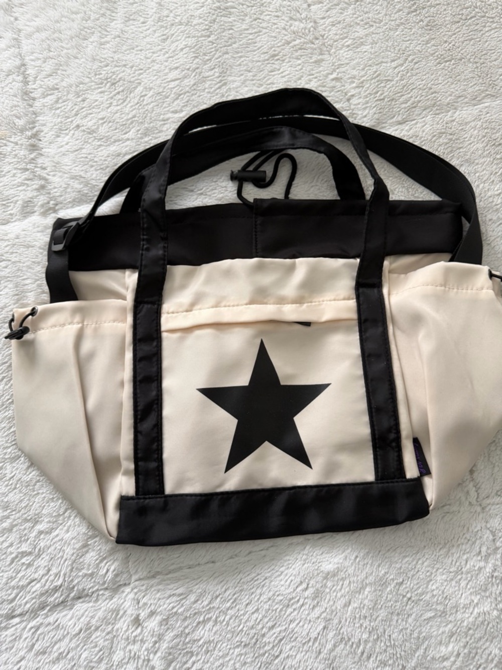Canvas Star Tote Bag in Cream and Black
